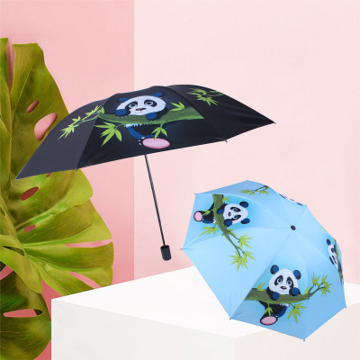 厂家直销黑胶防紫线晴雨伞 卡通防晒三折小黑伞可定制logo桃子视频网址伞