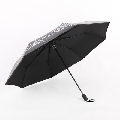 黑胶三折晴雨伞 防晒桃子网站成人伞手开太阳伞 定制LOGO桃子视频网址伞